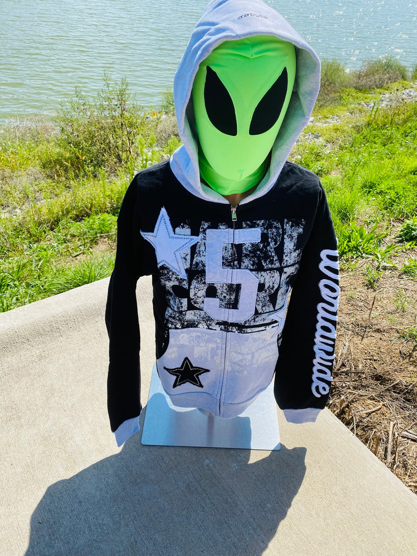 Sp5der Triple 5 Stitch Zip Up Black Hoodie