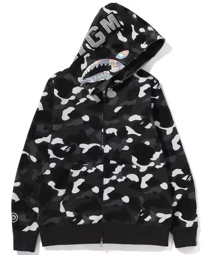 BAPE City Camo Shark Full Zip Hoodie (SS24) Black