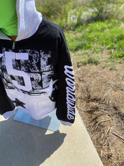 Sp5der Triple 5 Stitch Zip Up Black Hoodie