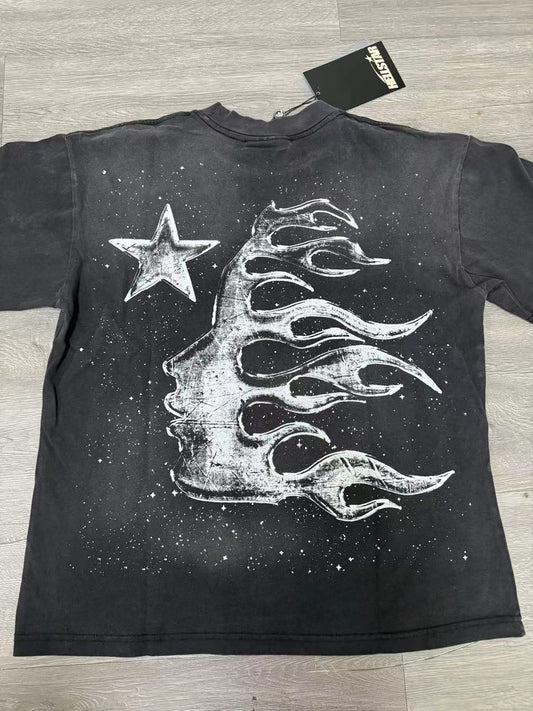 Hellstar Chrome Logo T-Shirt in Black vintage wash