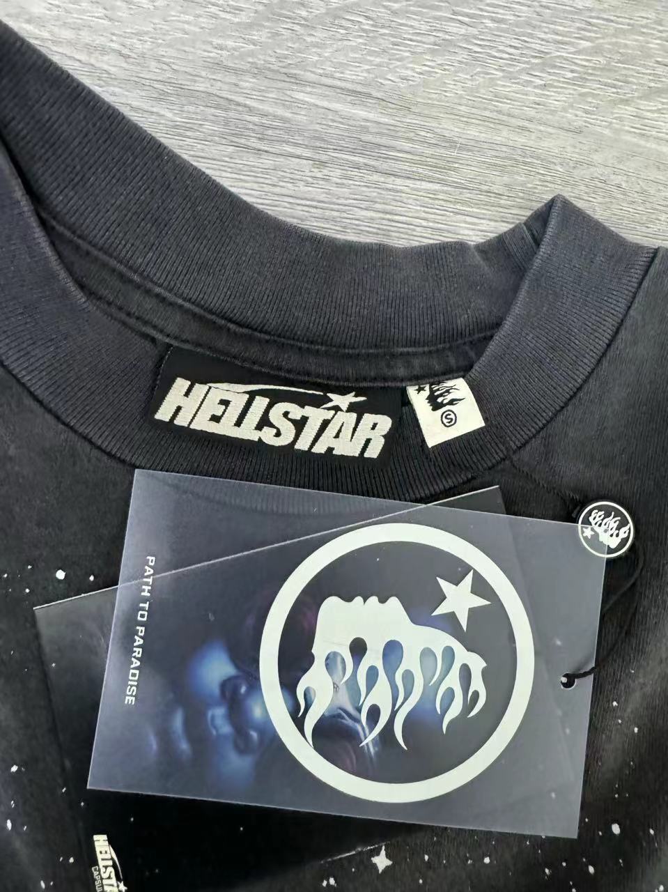Hellstar Chrome Logo T-Shirt in Black vintage wash
