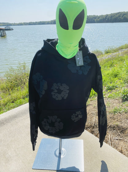 Denim Tears Cotton Wreath Hoodie Black Monochrome