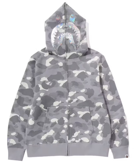 BAPE City Camo Shark Full Zip Hoodie (SS24) Gray