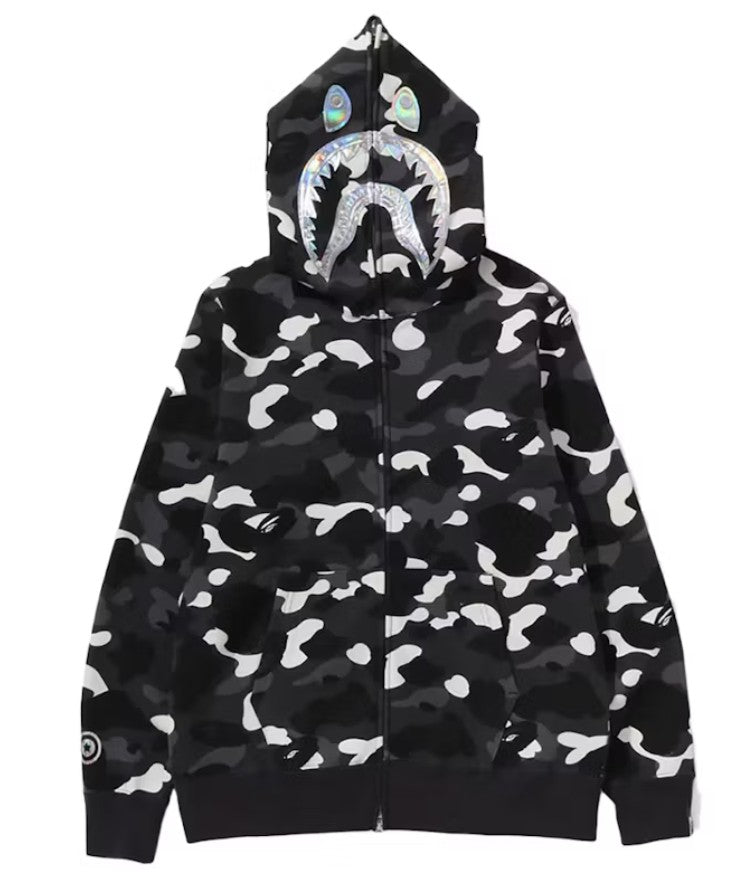 BAPE City Camo Shark Full Zip Hoodie (SS24) Black