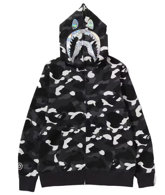 BAPE City Camo Shark Full Zip Hoodie (SS24) Black