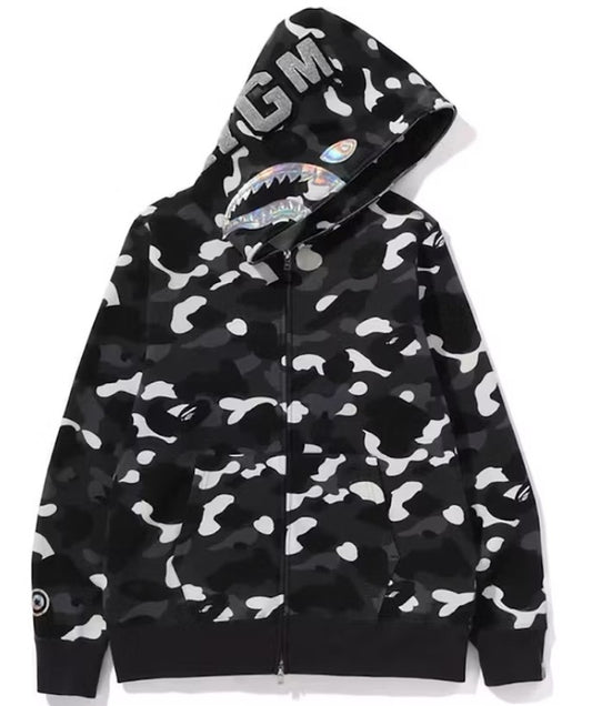 BAPE City Camo Shark Full Zip Hoodie (SS24) Black