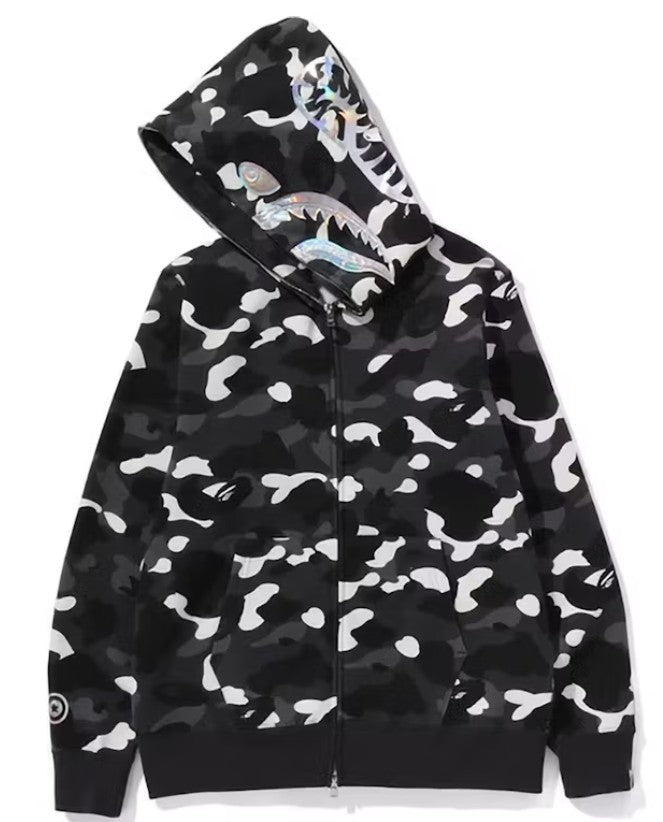 BAPE City Camo Shark Full Zip Hoodie (SS24) Black