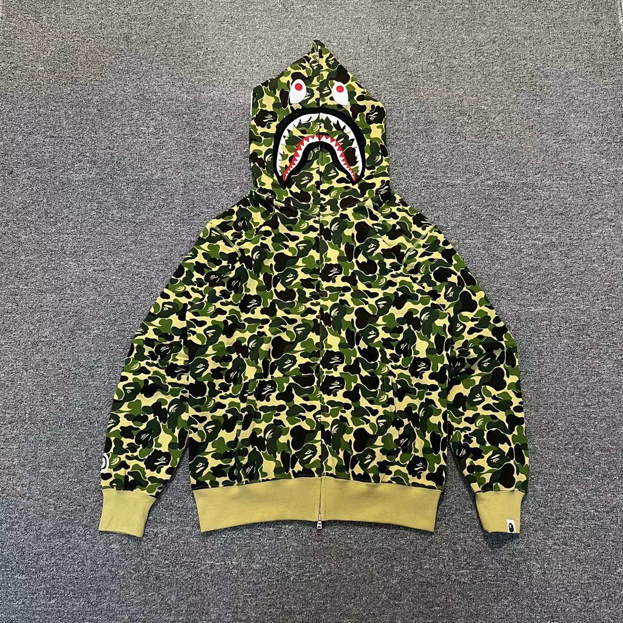 BAPE ABC Green Camo Shark Full Zip Hoodie