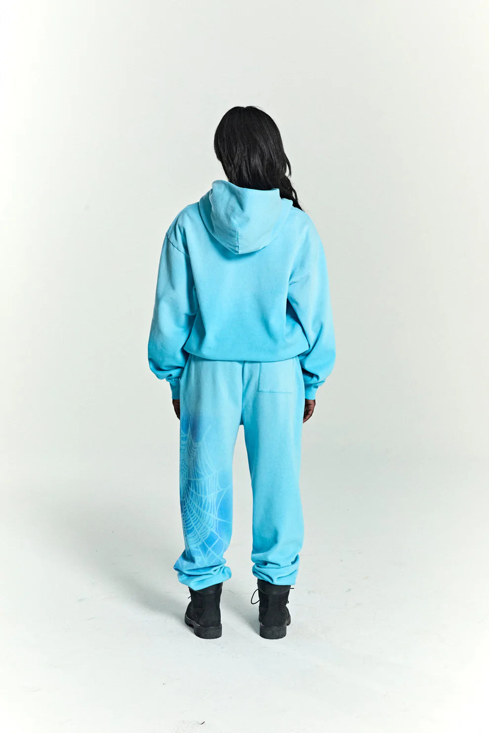 Sp5der OG Web V2 Spray Hoodie Light Blue