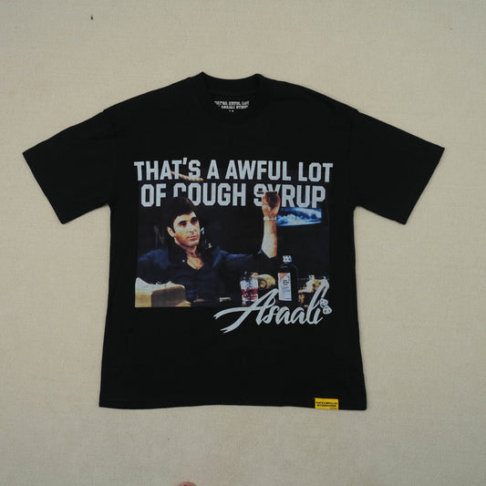 Asaali x That's an Awful Lot of Cough Syrup Tony Montana edition black t-shirt