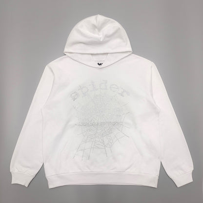 Sp5der OG Rhinestone Hoodie White