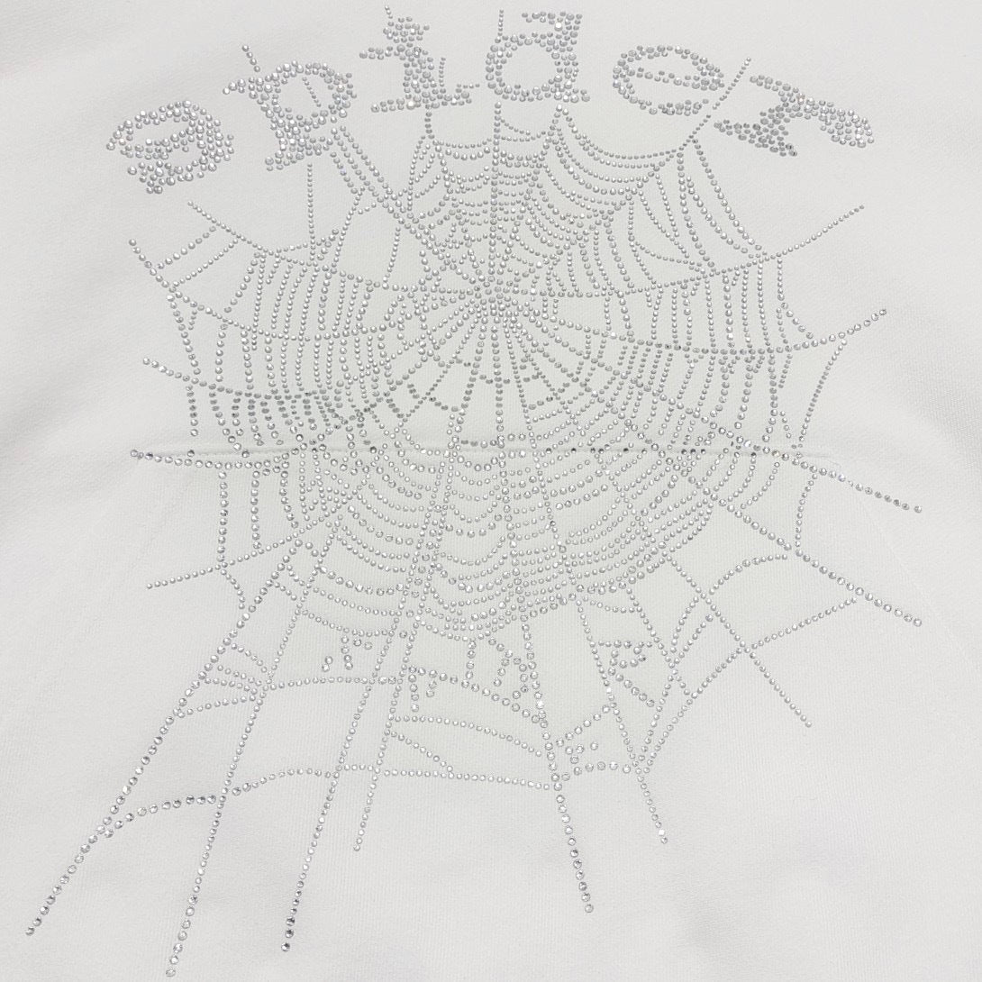 Sp5der OG Rhinestone Hoodie White
