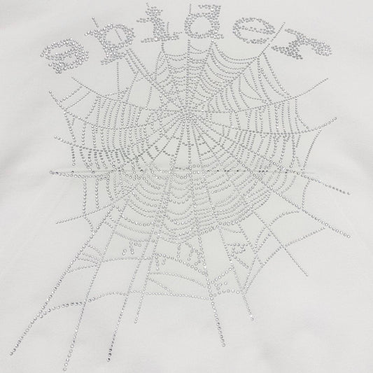 Sp5der OG Rhinestone Hoodie White
