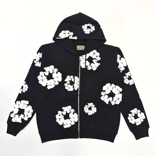 Denim Tears Cotton Wreath Zip Up Hoodie Black